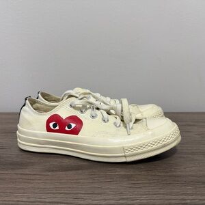 Comme des Garcons PLAY Cream Sneakers with Red Heart